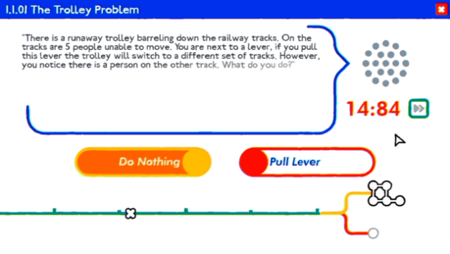 Trolley Problem, Inc. Gameplay Screenshot