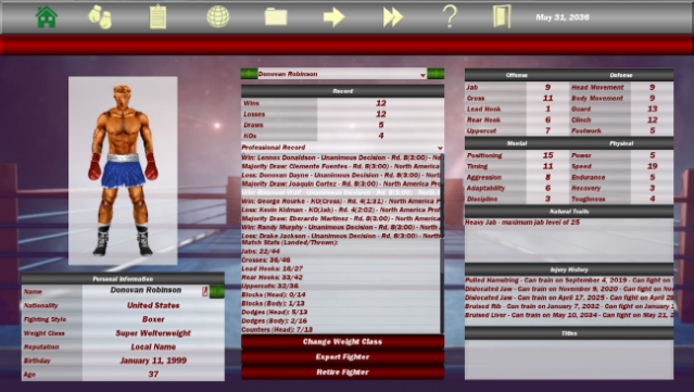 World Boxing Manager PC Screenshot